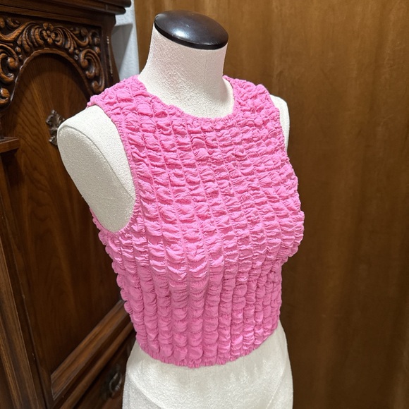 Princess Polly Vibrant Pink Textured Crop Top - Picture 3 of 4